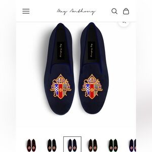 Navy Blue Loafers with Embroidered Episcopal Crest May Anthony 10 New